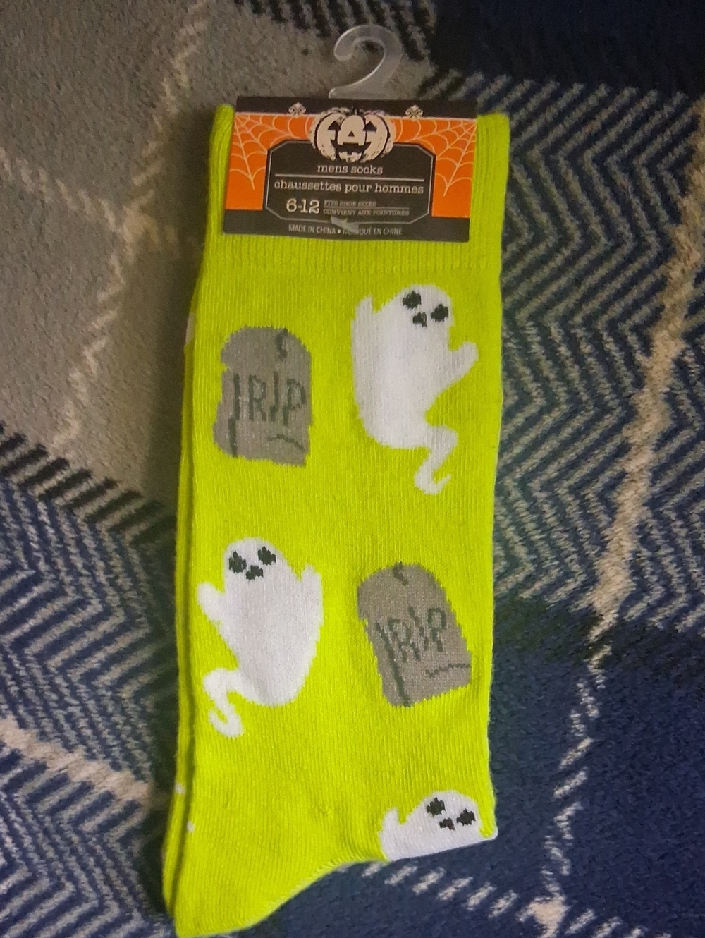 Men's Neon Halloween Ghost Socks